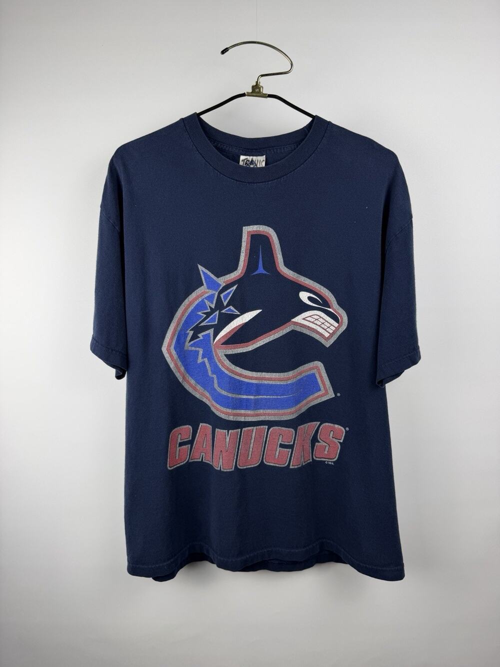 Vintage 2002 Vancouver Canucks Shirt NHL Original Orca Big Logo Alstyle XL 24x30